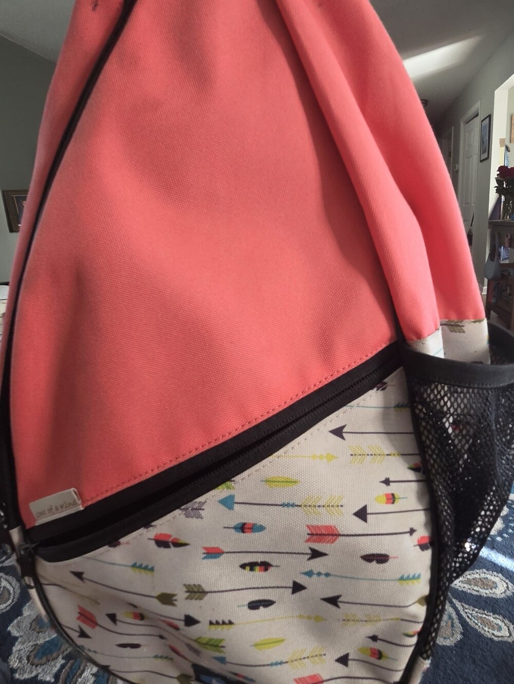 Coral Pink Arrow-Print Women’s Sling Bag